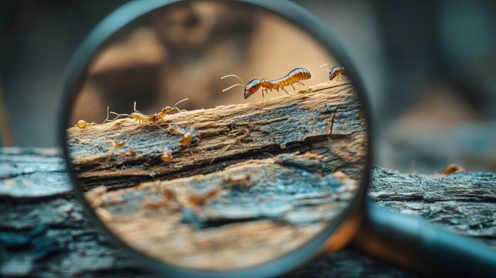 Magnifying glass showing need for termite inspection in easley sc